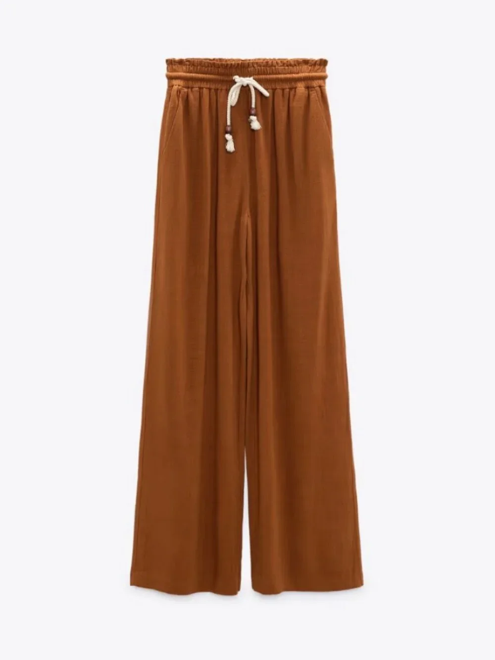 NWT ZARA Linen Brown Trouser, Size Medium